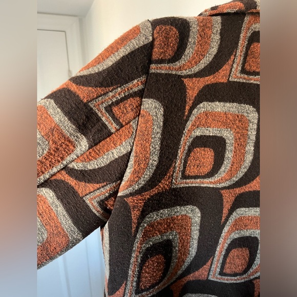Vintage Abstract Print Orange and Brown Coat | Size 8 - Picture 4 of 8
